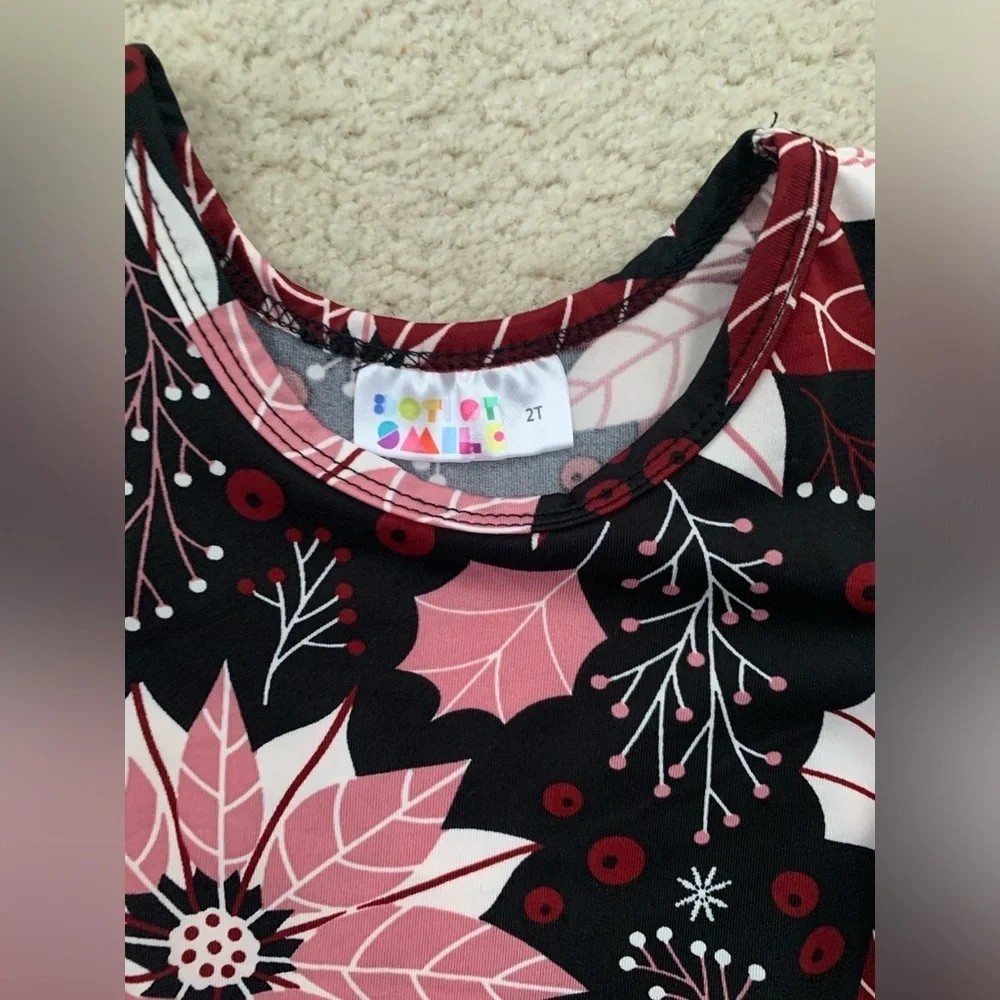 Dot Dot Smile Size 2T Poinsettia Print Twirl Dress